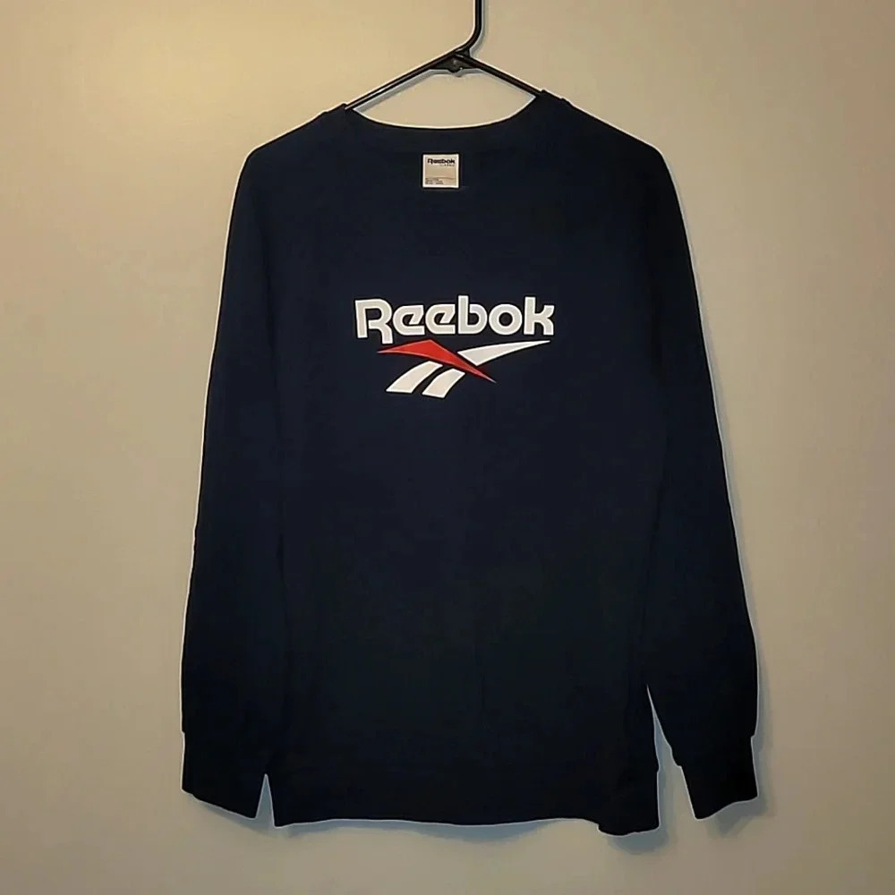 Reebok classic UNISEX size medium crewneck sweater navy blue 90s vintage LOT E1